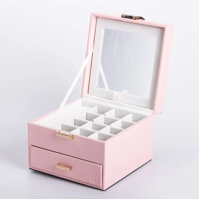 Скринька для прикрас з еко шкіри 2 яруси органайзер для ювелірних виробів (HP-5-2P) - изображение 3