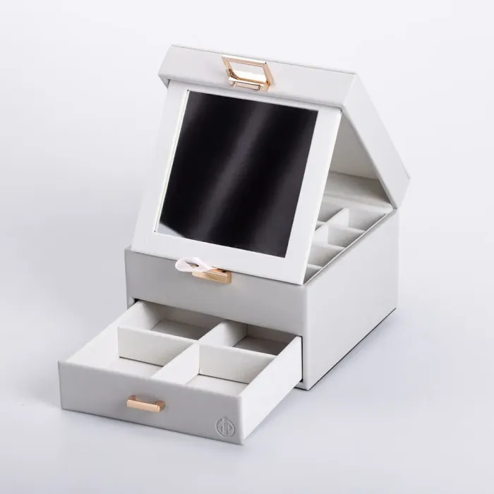 Скринька для прикрас з еко шкіри 2 яруси органайзер для ювелірних виробів (HP-5-2G) - зображення 3