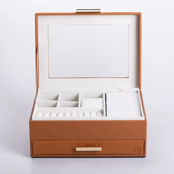 Скринька для прикрас з еко шкіри 2 яруси органайзер для ювелірних виробів (HP-5-36BR) - изображение 3