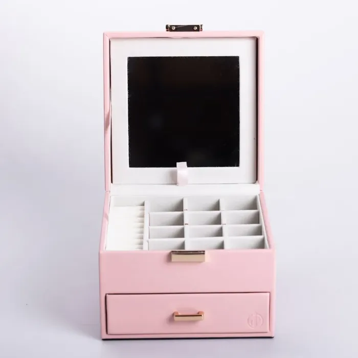 Скринька для прикрас з еко шкіри 2 яруси органайзер для ювелірних виробів (HP-5-2P) - изображение 4