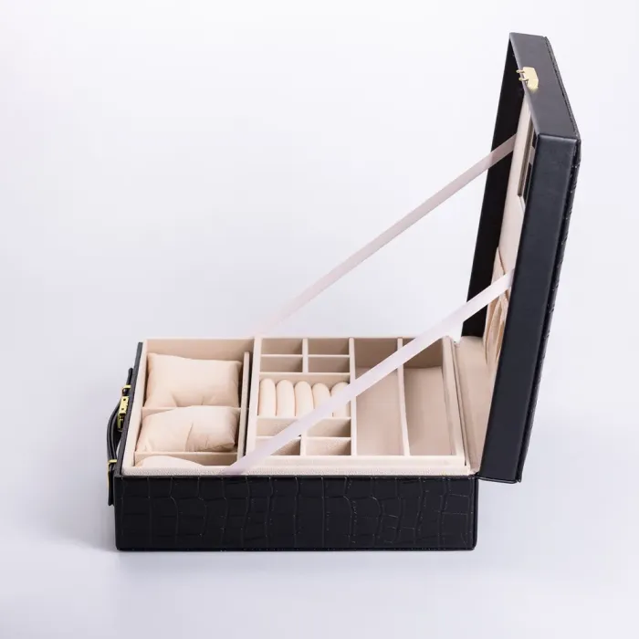 Скринька для прикрас з еко шкіри 2 яруси органайзер для ювелірних виробів (HP-5-35B) - изображение 4