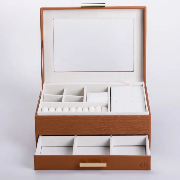 Скринька для прикрас з еко шкіри 2 яруси органайзер для ювелірних виробів (HP-5-36BR) - изображение 4