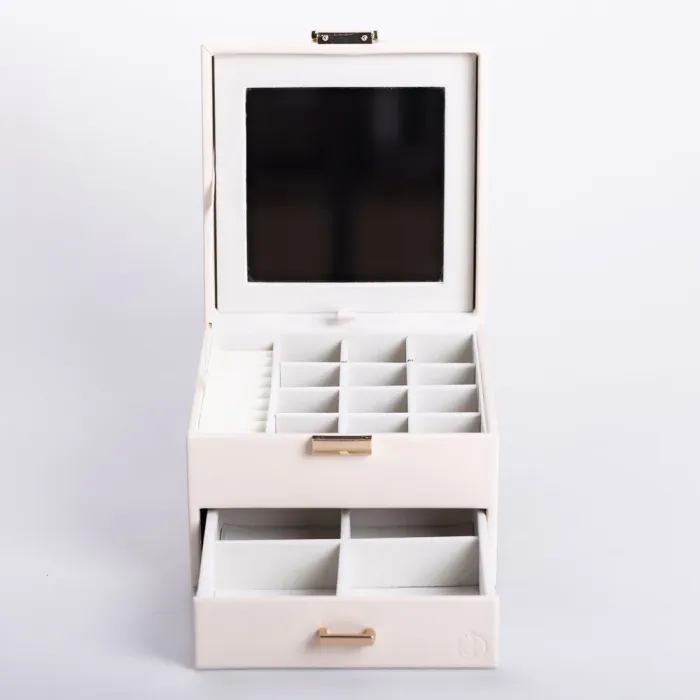 Скринька для прикрас з еко шкіри 2 яруси органайзер для ювелірних виробів (HP-5-2W) - зображення 4