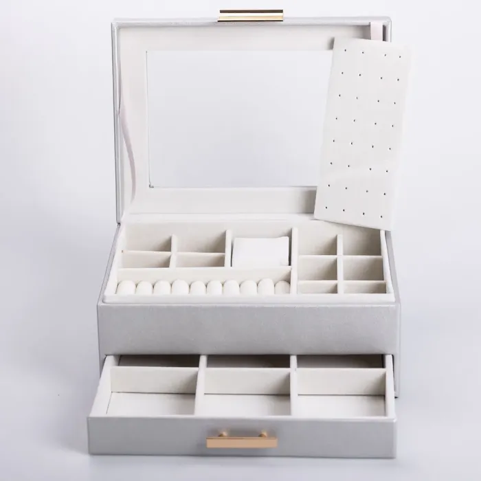 Скринька для прикрас з еко шкіри 2 яруси органайзер для ювелірних виробів (HP-5-36G) - изображение 4