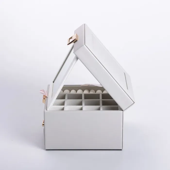 Скринька для прикрас з еко шкіри 2 яруси органайзер для ювелірних виробів (HP-5-2G) - зображення 5