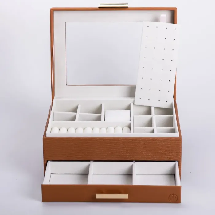 Скринька для прикрас з еко шкіри 2 яруси органайзер для ювелірних виробів (HP-5-36BR) - изображение 5