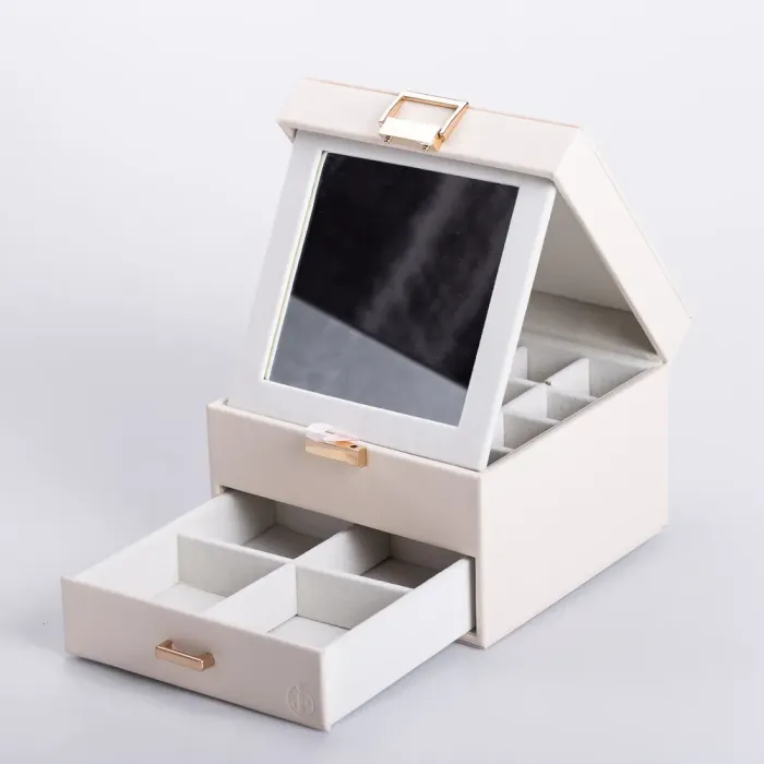 Скринька для прикрас з еко шкіри 2 яруси органайзер для ювелірних виробів (HP-5-2W) - зображення 5