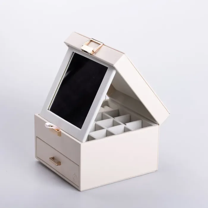 Скринька для прикрас з еко шкіри 2 яруси органайзер для ювелірних виробів (HP-5-2W) - зображення 6