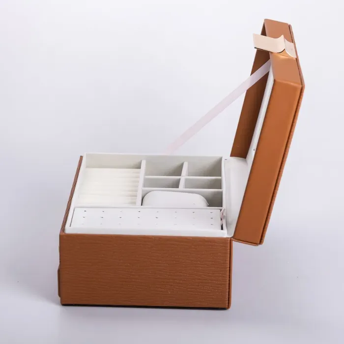 Скринька для прикрас з еко шкіри 2 яруси органайзер для ювелірних виробів (HP-5-36BR) - изображение 6