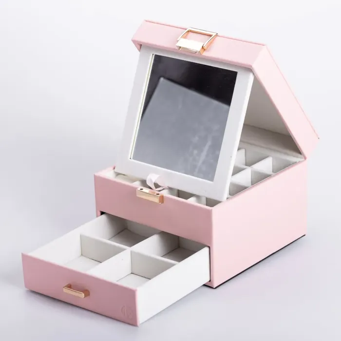 Скринька для прикрас з еко шкіри 2 яруси органайзер для ювелірних виробів (HP-5-2P) - изображение 6