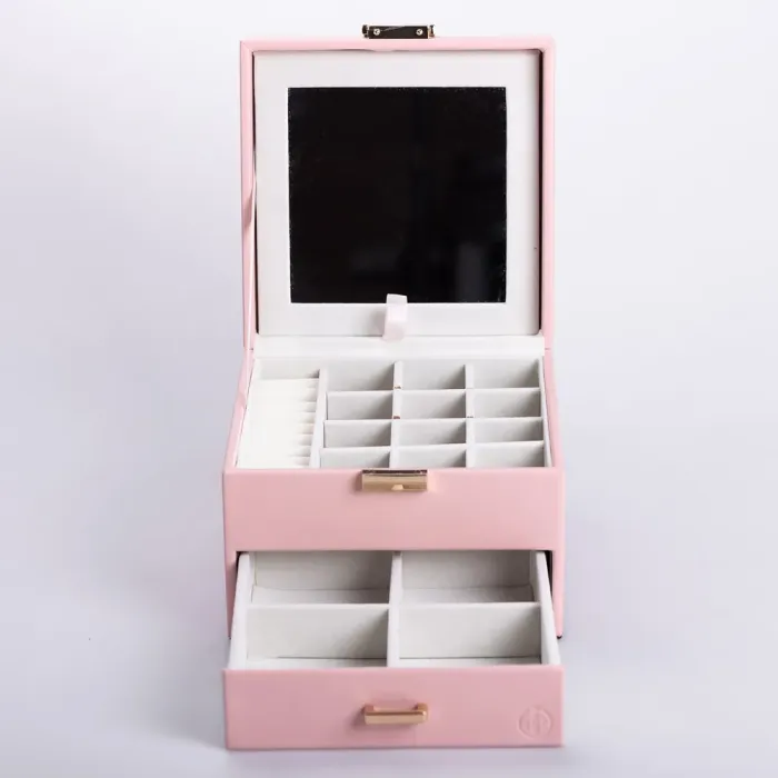 Скринька для прикрас з еко шкіри 2 яруси органайзер для ювелірних виробів (HP-5-2P) - изображение 1