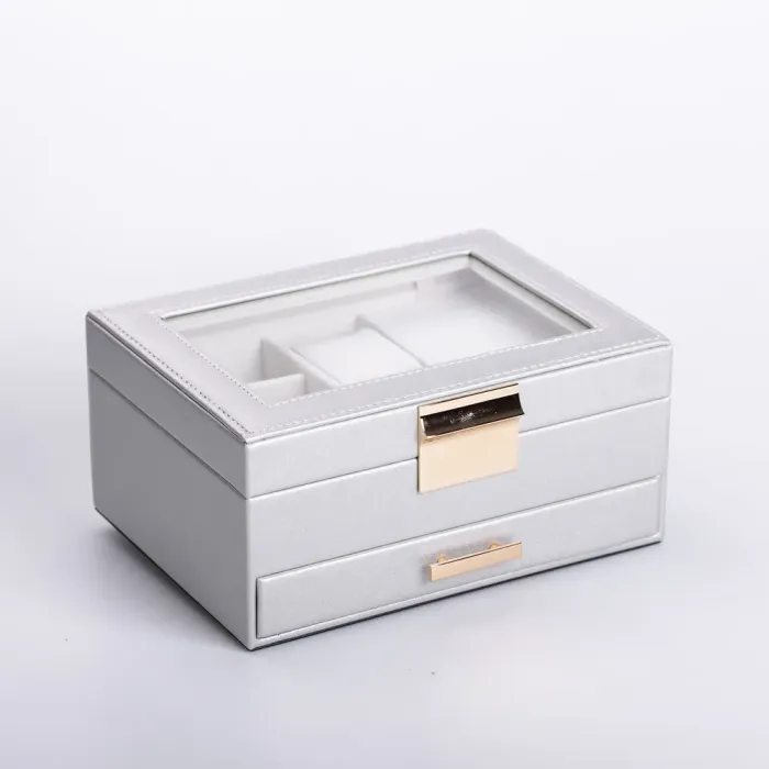 Скринька для прикрас з еко шкіри 2 яруси органайзер для ювелірних виробів (HP-5-36G) - изображение 7