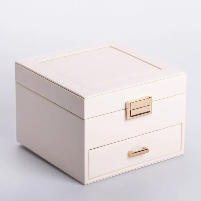 Скринька для прикрас з еко шкіри 2 яруси органайзер для ювелірних виробів (HP-5-2W) - зображення 7