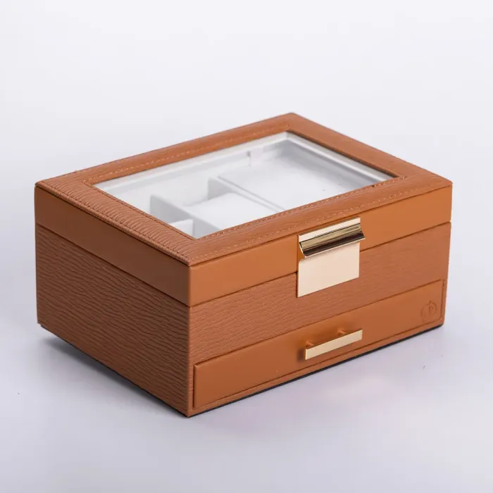 Скринька для прикрас з еко шкіри 2 яруси органайзер для ювелірних виробів (HP-5-36BR) - изображение 7