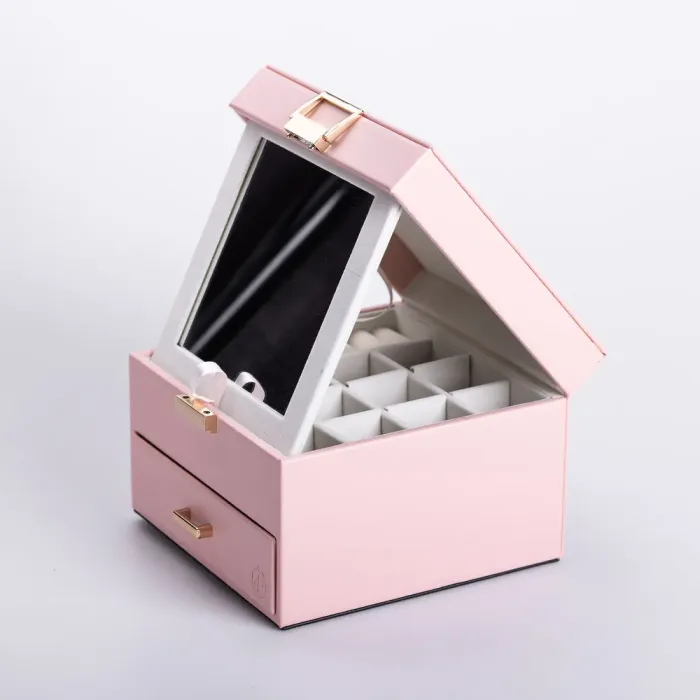 Скринька для прикрас з еко шкіри 2 яруси органайзер для ювелірних виробів (HP-5-2P) - изображение 7