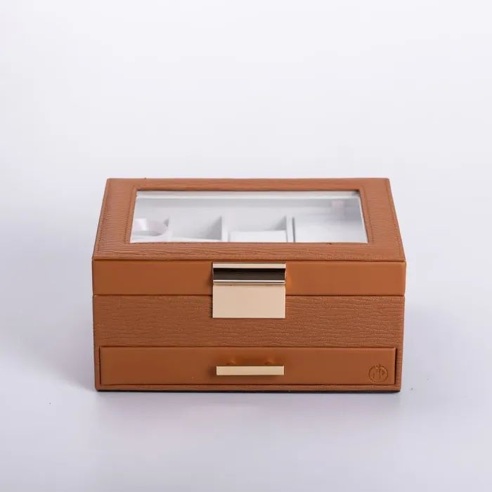 Скринька для прикрас з еко шкіри 2 яруси органайзер для ювелірних виробів (HP-5-36BR) - изображение 8