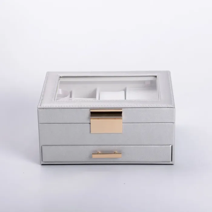 Скринька для прикрас з еко шкіри 2 яруси органайзер для ювелірних виробів (HP-5-36G) - изображение 8