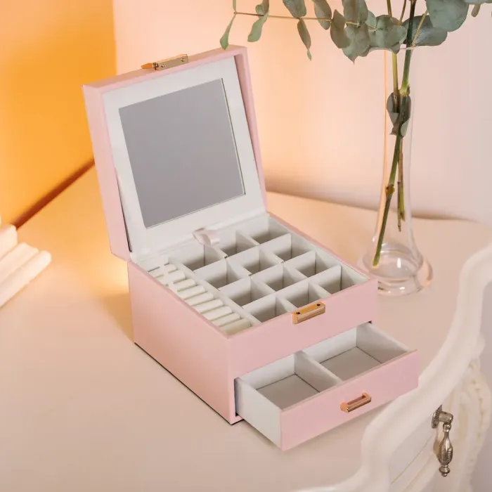 Скринька для прикрас з еко шкіри 2 яруси органайзер для ювелірних виробів (HP-5-2P) - изображение 10