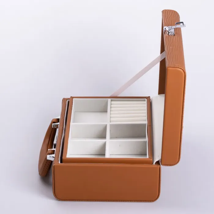 Скринька для прикрас з еко шкіри 2 яруси з кодовим замком органайзер для ювелірних виробів (HP-5-24R) - зображення 4