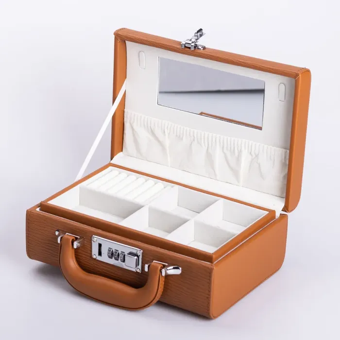 Скринька для прикрас з еко шкіри 2 яруси з кодовим замком органайзер для ювелірних виробів (HP-5-24R) - зображення 1