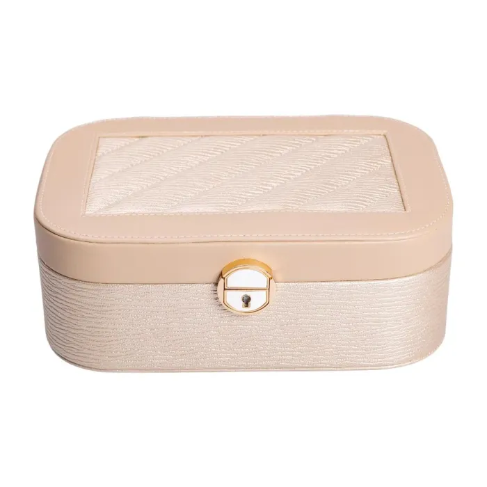 Скринька для прикрас з еко шкіри 2 яруси із замком органайзер для ювелірних виробів (HP-5-1CR) - зображення 2