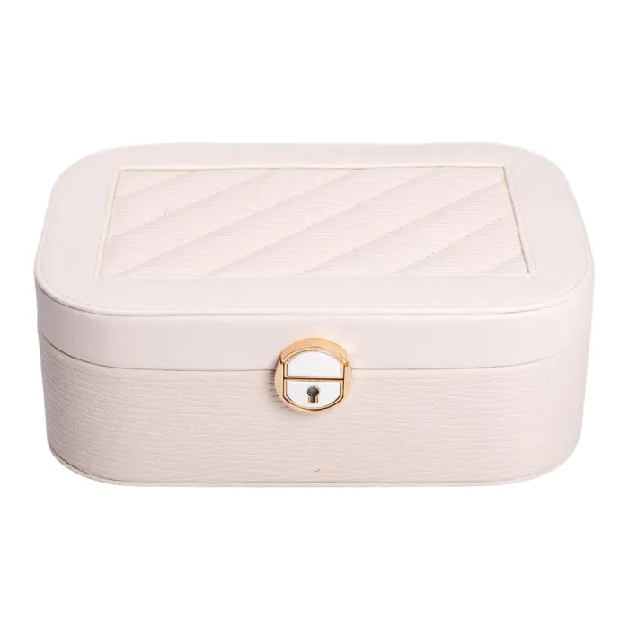 Скринька для прикрас з еко шкіри 2 яруси із замком органайзер для ювелірних виробів (HP-5-1BE) - изображение 2