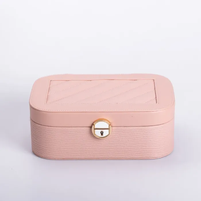 Скринька для прикрас з еко шкіри 2 яруси із замком органайзер для ювелірних виробів (HP-5-1P) - зображення 3