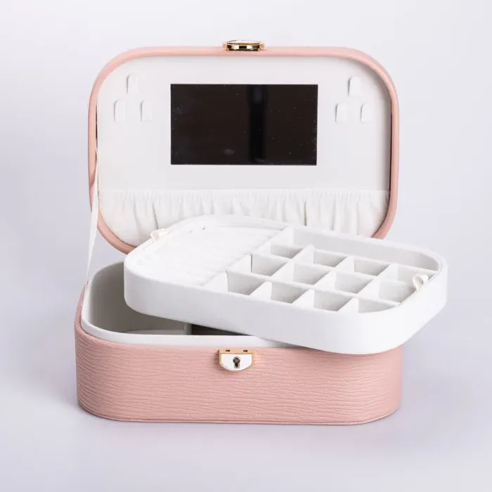 Скринька для прикрас з еко шкіри 2 яруси із замком органайзер для ювелірних виробів (HP-5-1P) - зображення 4