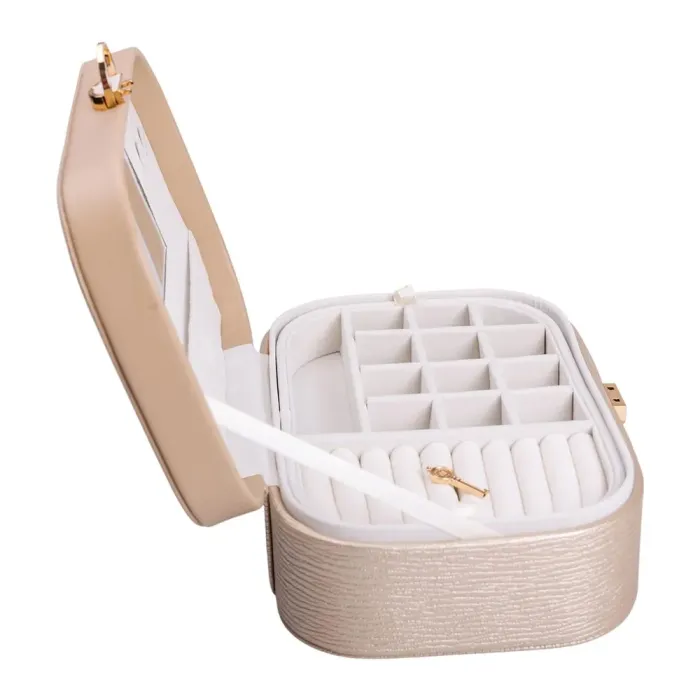 Скринька для прикрас з еко шкіри 2 яруси із замком органайзер для ювелірних виробів (HP-5-1CR) - зображення 6