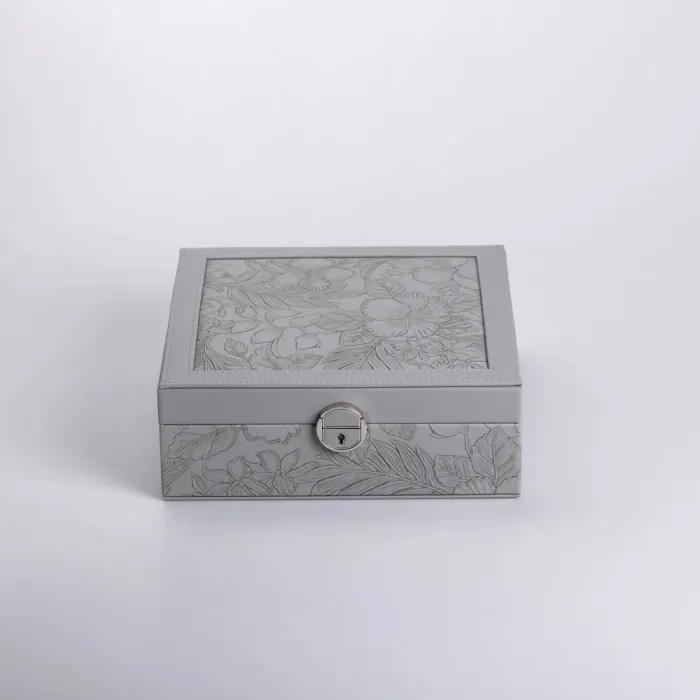 Скринька для прикрас з еко шкіри 2 яруси із замком органайзер для ювелірних виробів (HP-5-22G) - зображення 8