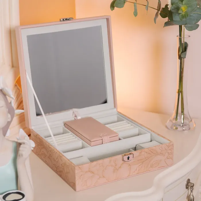 Скринька для прикрас з еко шкіри 2 яруси із замком органайзер для ювелірних виробів (HP-5-22P) - изображение 9