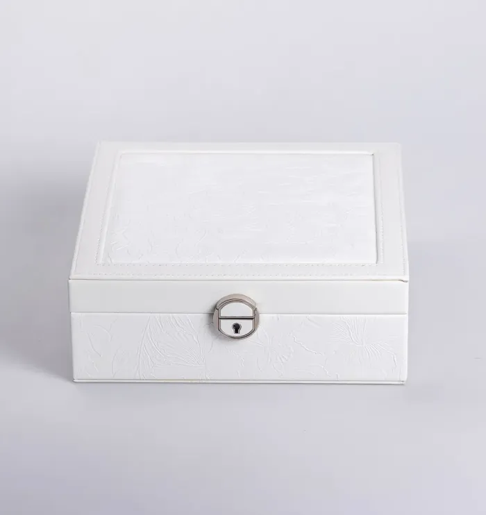 Скринька для прикрас з еко шкіри 2 яруси із замком органайзер для ювелірних виробів (HP-5-22W) - зображення 9