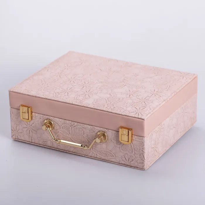 Скринька для прикрас з еко шкіри 2 яруси із дзеркалом органайзер для ювелірних виробів (HP-5-15P) - зображення 5