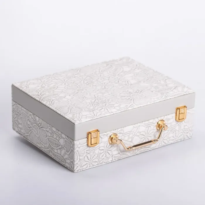 Скринька для прикрас з еко шкіри 2 яруси із дзеркалом органайзер для ювелірних виробів (HP-5-15G) - зображення 5