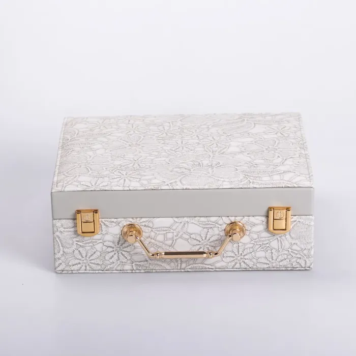 Скринька для прикрас з еко шкіри 2 яруси із дзеркалом органайзер для ювелірних виробів (HP-5-15G) - зображення 6