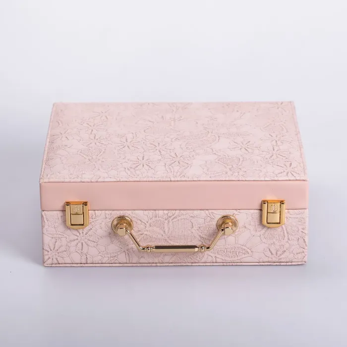 Скринька для прикрас з еко шкіри 2 яруси із дзеркалом органайзер для ювелірних виробів (HP-5-15P) - зображення 6