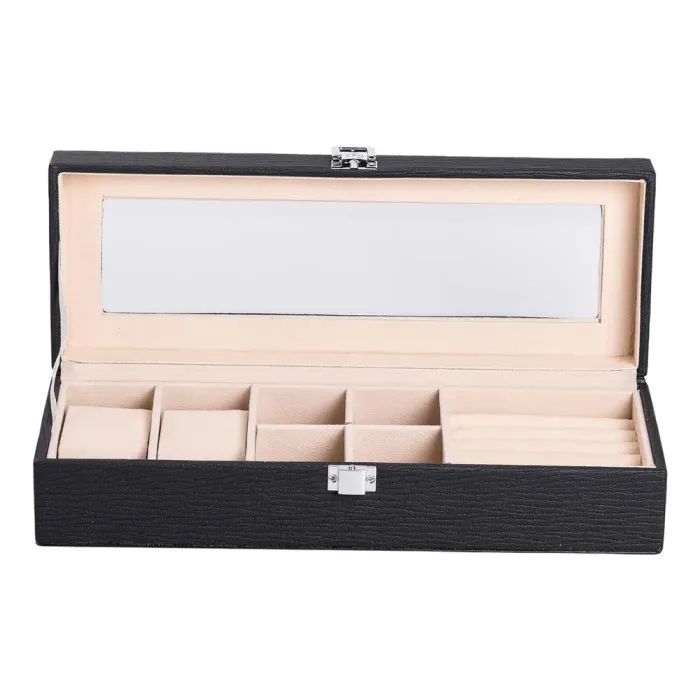 Скринька для прикрас із еко шкіри 31×11×8 см органайзер для ювелірних виробів (HP-5-5B) - зображення 2