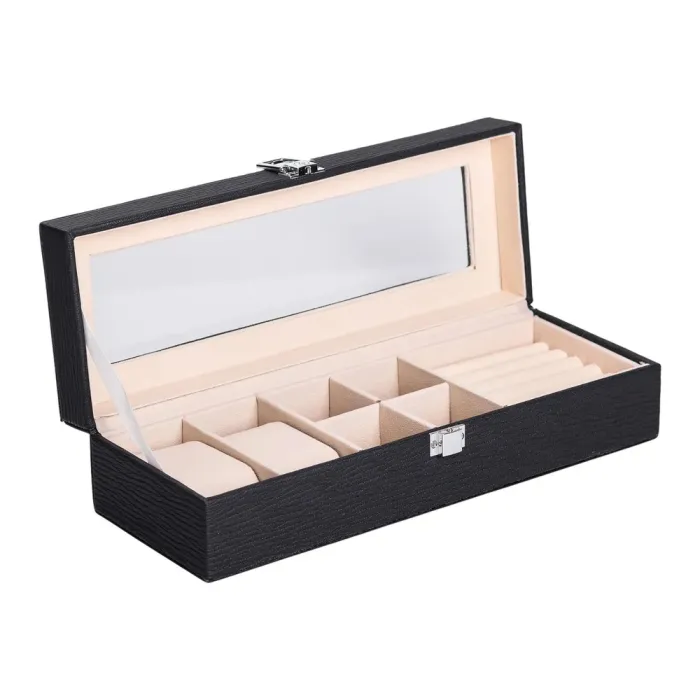 Скринька для прикрас із еко шкіри 31×11×8 см органайзер для ювелірних виробів (HP-5-5B) - зображення 3