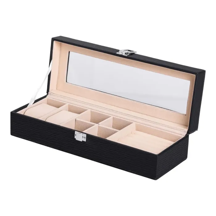 Скринька для прикрас із еко шкіри 31×11×8 см органайзер для ювелірних виробів (HP-5-5B) - зображення 4