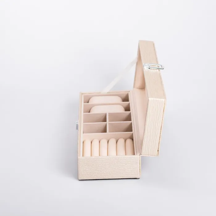 Скринька для прикрас із еко шкіри 31×11×8 см органайзер для ювелірних виробів (HP-5-5BE) - зображення 4