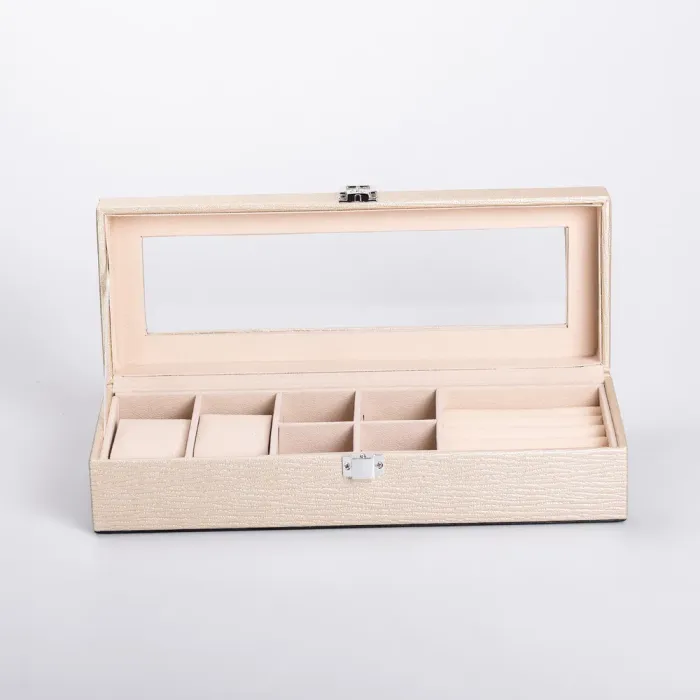 Скринька для прикрас із еко шкіри 31×11×8 см органайзер для ювелірних виробів (HP-5-5BE) - зображення 5