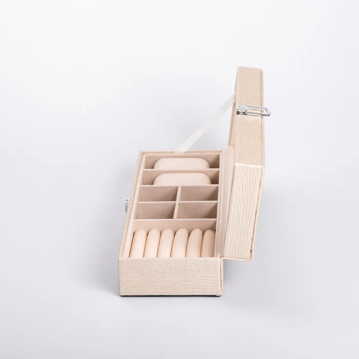 Скринька для прикрас із еко шкіри 31×11×8 см органайзер для ювелірних виробів (HP-5-5BE) - зображення 6