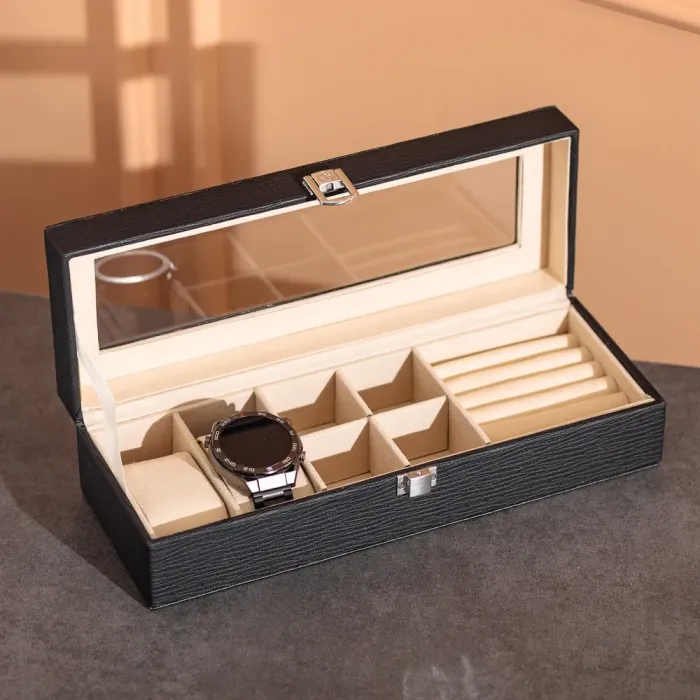 Скринька для прикрас із еко шкіри 31×11×8 см органайзер для ювелірних виробів (HP-5-5B) - зображення 6