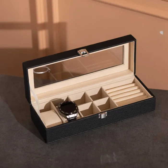 Скринька для прикрас із еко шкіри 31×11×8 см органайзер для ювелірних виробів (HP-5-5B) - зображення 7