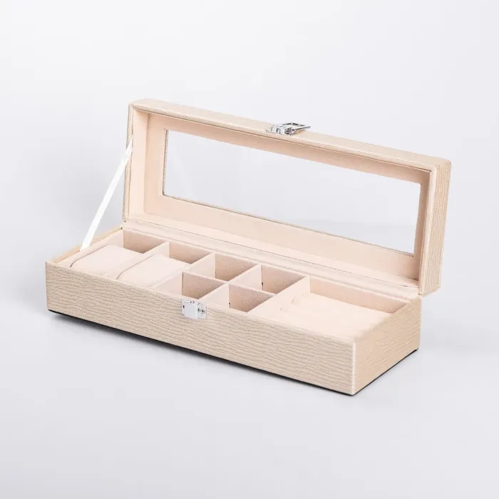 Скринька для прикрас із еко шкіри 31×11×8 см органайзер для ювелірних виробів (HP-5-5BE) - зображення 1