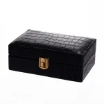 Скринька для прикрас з еко шкіри 3 відділення з дзеркалом 16×10×6 см Чорний HP-5-18B (HP-5-18B)