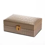 Скринька для прикрас з еко шкіри 3 відділення з дзеркалом 16×10×6 см Золотистий HP-5-18GOLD (HP-5-18GOLD)