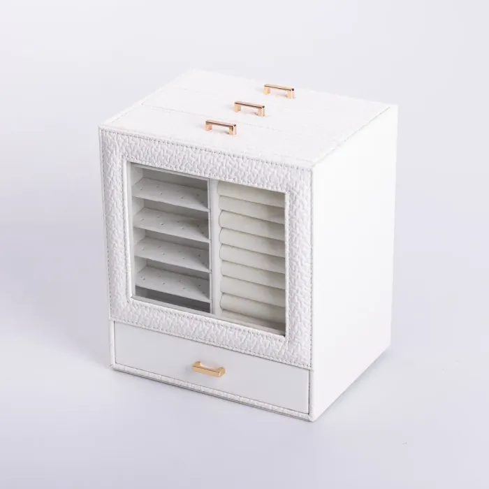 Скринька для прикрас з еко шкіри 3 яруси органайзер для ювелірних виробів (HP-5-16W) - зображення 2