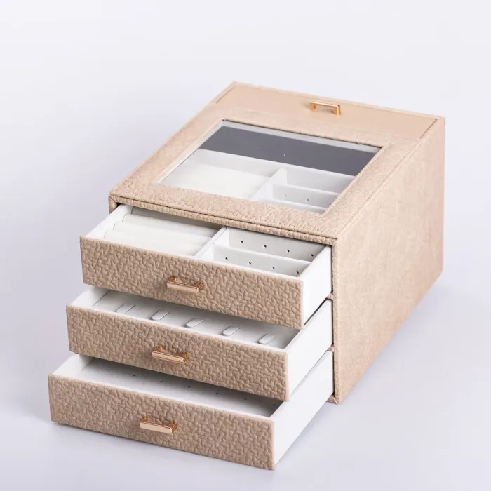 Скринька для прикрас з еко шкіри 3 яруси органайзер для ювелірних виробів (HP-5-16CR) - изображение 3