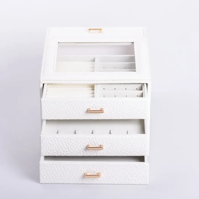 Скринька для прикрас з еко шкіри 3 яруси органайзер для ювелірних виробів (HP-5-16W) - зображення 3